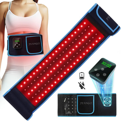 Red Light Therapy Belt, Infrared Light Therapy for Body Wireless Rechargeable Controller with Timer 660Nm&850Nm Infrared Heating Pad for Waist Back Leg Knee Joints and Shoulder 